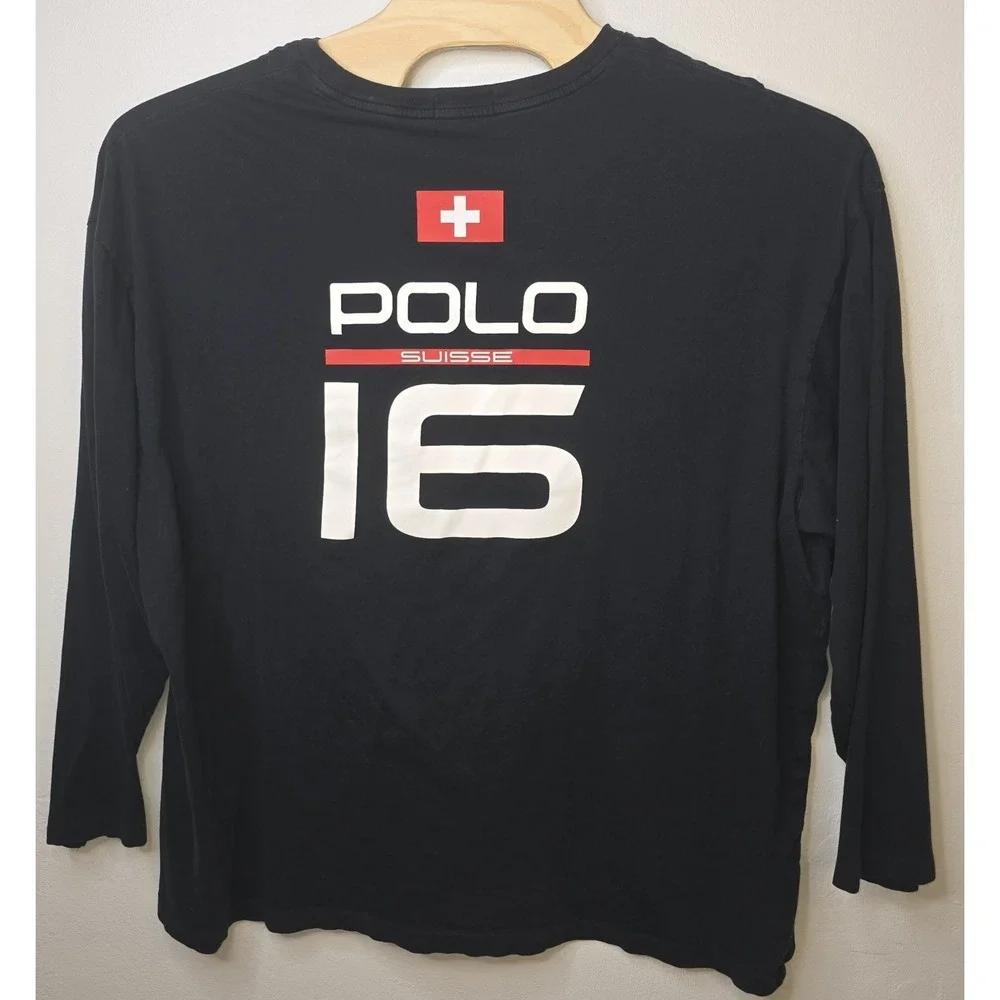 POLO RALPH LAUREN 3XB Suisse Slalom Racing Black Long Sleeve T-shirt -2699